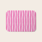 Pink and White Cabana Stripes Palm Beach Preppy Bath Mat Gallery Image 1