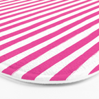 Pink and White Cabana Stripes Palm Beach Preppy Bath Mat Gallery Image 3