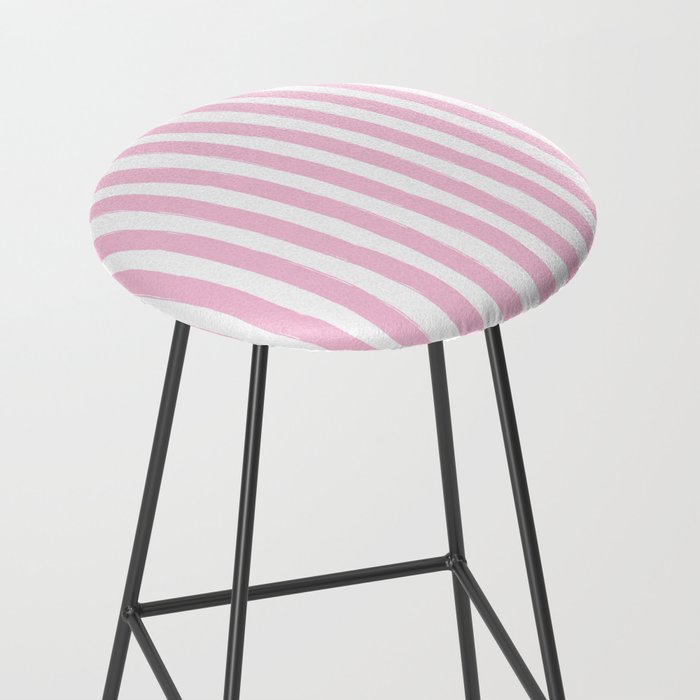 Pink and White Cabana Stripes Palm Beach Preppy Stool Gallery Image 2