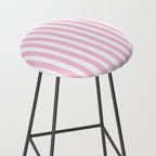 Pink and White Cabana Stripes Palm Beach Preppy Stool Gallery Image 2