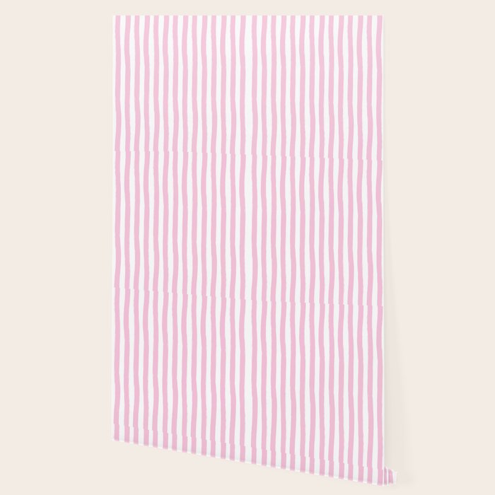 Pink and White Cabana Stripes Palm Beach Preppy Wallpaper Gallery Image 2