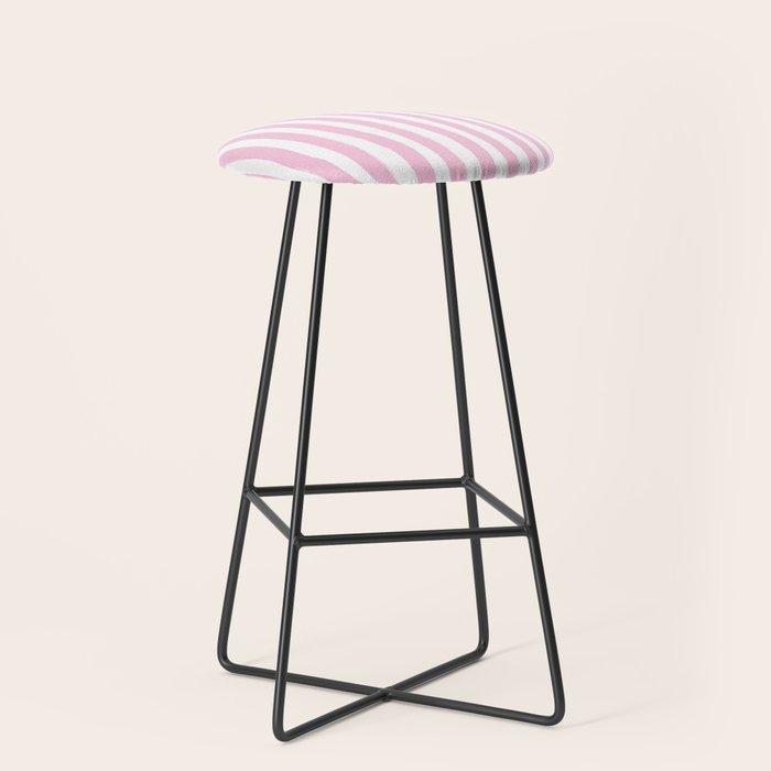 Pink and White Cabana Stripes Palm Beach Preppy Stool Gallery Image 1