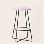 Pink and White Cabana Stripes Palm Beach Preppy Stool Gallery Image 1