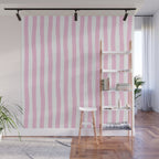 Pink and White Cabana Stripes Palm Beach Preppy Wall Mural Gallery Image 1