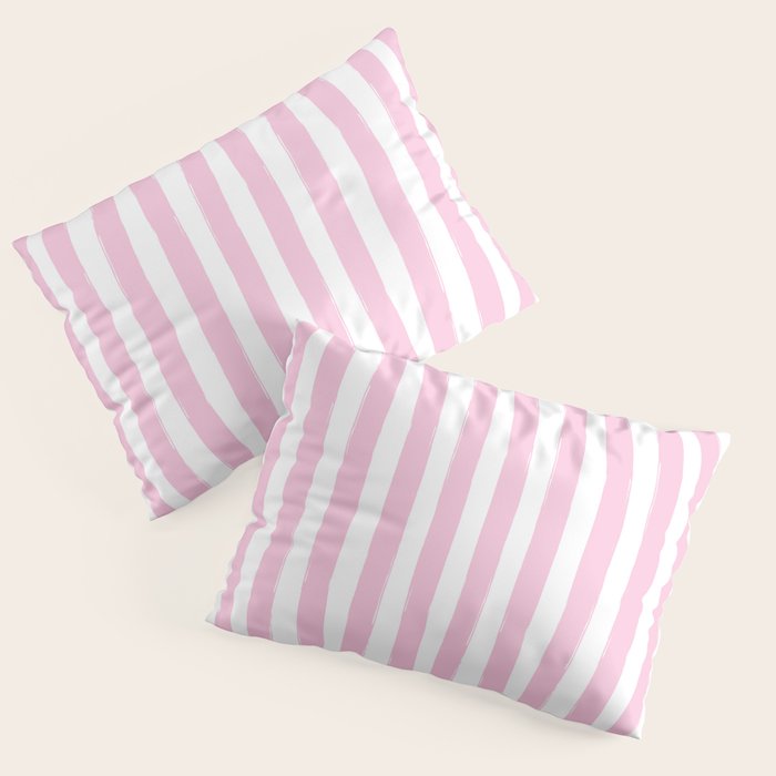 Pink and White Cabana Stripes Palm Beach Preppy Pillow Sham Gallery Image 3