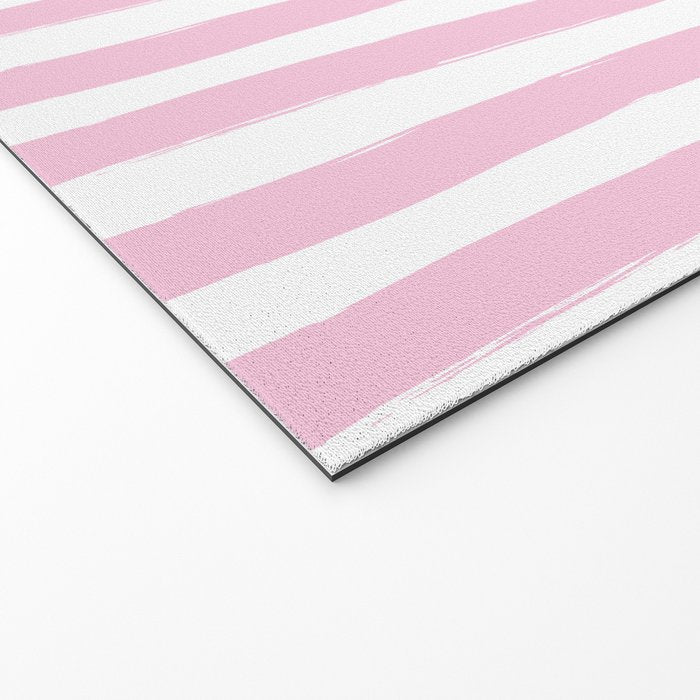 Pink and White Cabana Stripes Palm Beach Preppy Welcome Mat Gallery Image 2
