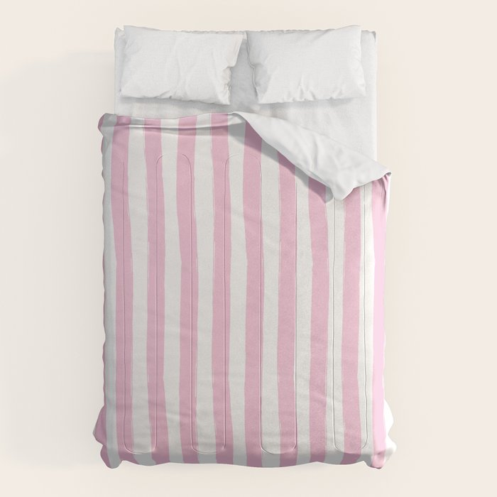 Pink and White Cabana Stripes Palm Beach Preppy Comforter Gallery Image 6