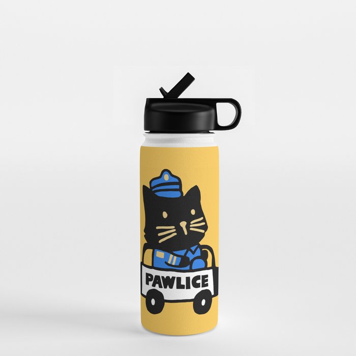 Here comes the cat pawlice Water Bottle Gallery Image 1