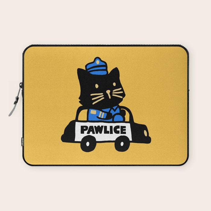 Here comes the cat pawlice Laptop Sleeve Gallery Image 1