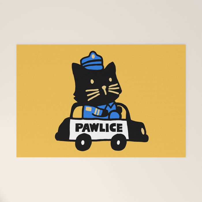 Here comes the cat pawlice Welcome Mat Gallery Image 1
