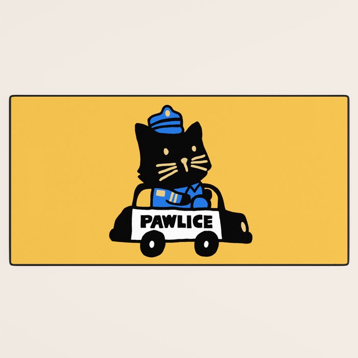 Here comes the cat pawlice Desk Mat Gallery Image 3