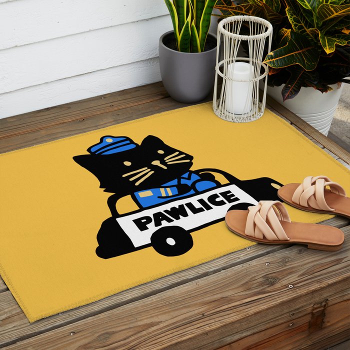 Here comes the cat pawlice Outdoor Rug Gallery Image 2