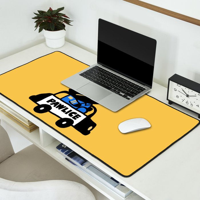 Here comes the cat pawlice Desk Mat Gallery Image 2