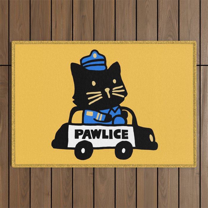 Here comes the cat pawlice Outdoor Rug Gallery Image 1
