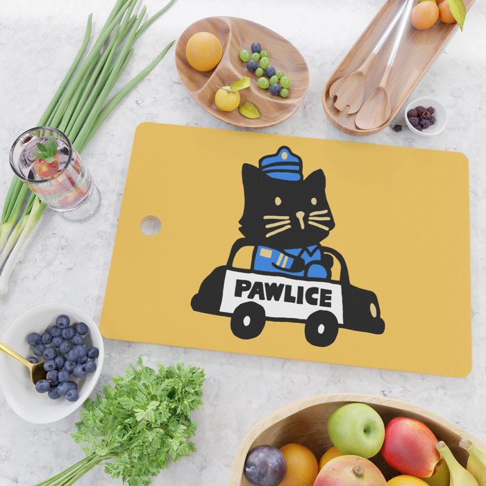 Here comes the cat pawlice Cutting Board Gallery Image 2