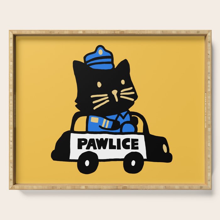Here comes the cat pawlice Serving Tray Gallery Image 1