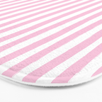 Pink and White Cabana Stripes Palm Beach Preppy Bath Mat Gallery Image 3