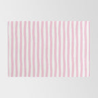 Pink and White Cabana Stripes Palm Beach Preppy Rug Gallery Image 2