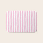 Pink and White Cabana Stripes Palm Beach Preppy Bath Mat Gallery Image 1