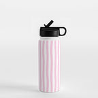 Pink and White Cabana Stripes Palm Beach Preppy Water Bottle Gallery Image 1