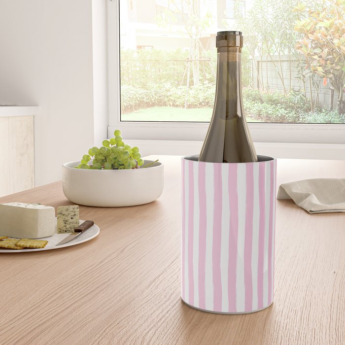 Pink and White Cabana Stripes Palm Beach Preppy Wine Chiller Gallery Image 4