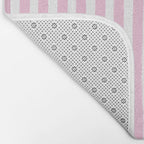 Pink and White Cabana Stripes Palm Beach Preppy Bath Mat Gallery Image 2