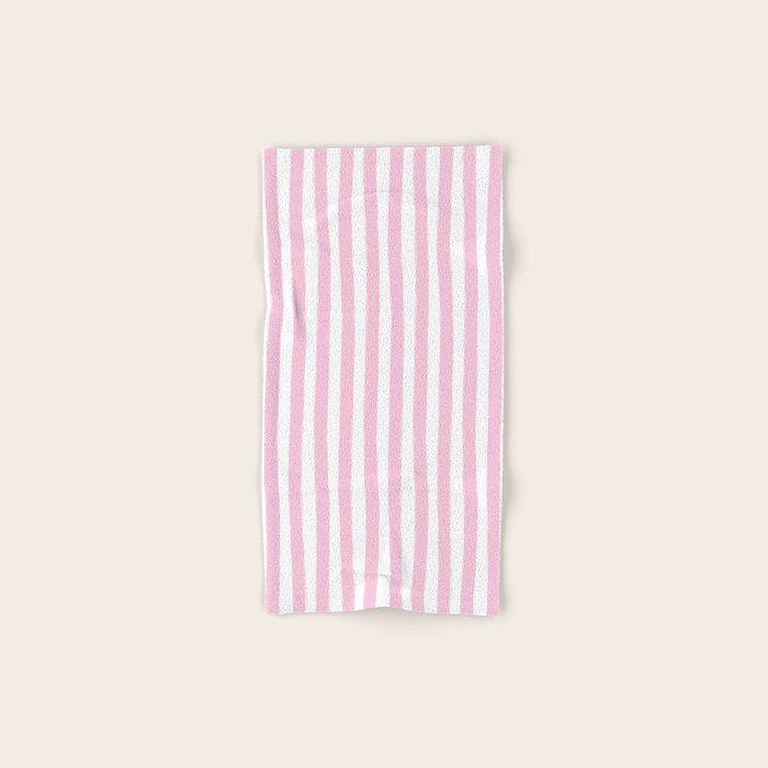 Pink and White Cabana Stripes Palm Beach Preppy Bath Towel Gallery Image 1