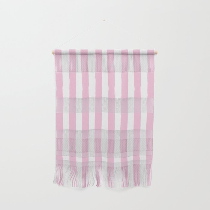 Pink and White Cabana Stripes Palm Beach Preppy Wall Hanging Gallery Image 1