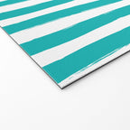 Turquoise and White Cabana Stripes Palm Beach Preppy Welcome Mat Gallery Image 2