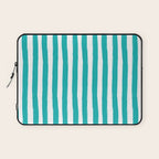 Turquoise and White Cabana Stripes Palm Beach Preppy Laptop Sleeve Gallery Image 1