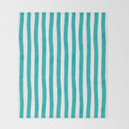 Turquoise and White Cabana Stripes Palm Beach Preppy Throw Blanket Gallery Image 2