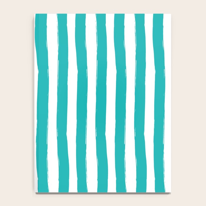 Turquoise and White Cabana Stripes Palm Beach Preppy Notebook Gallery Image 4