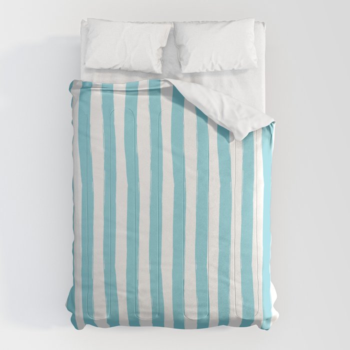 Turquoise and White Cabana Stripes Palm Beach Preppy Comforter Gallery Image 6
