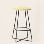 Yellow and White Cabana Stripes Palm Beach Preppy Stool Gallery Image 1