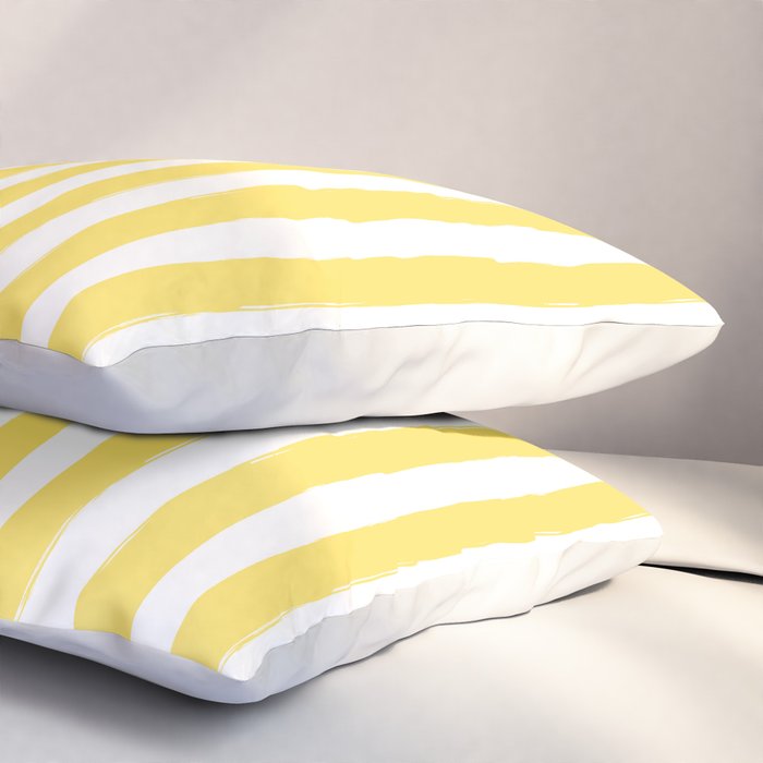 Yellow and White Cabana Stripes Palm Beach Preppy Pillow Sham Gallery Image 3