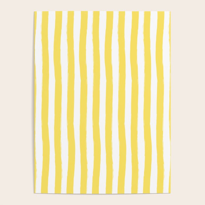 Yellow and White Cabana Stripes Palm Beach Preppy Poster Gallery Image 4