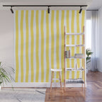 Yellow and White Cabana Stripes Palm Beach Preppy Wall Mural Gallery Image 1