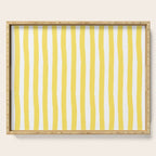 Yellow and White Cabana Stripes Palm Beach Preppy Serving Tray Gallery Image 1