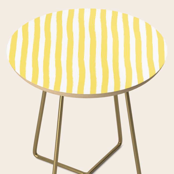 Yellow and White Cabana Stripes Palm Beach Preppy Side Table Gallery Image 2