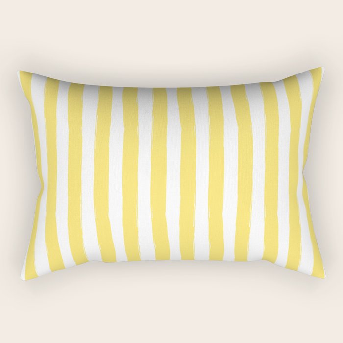 Yellow and White Cabana Stripes Palm Beach Preppy Rectangular Pillow Gallery Image 2