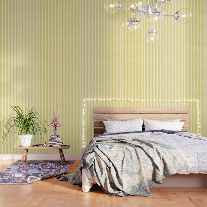 Yellow and White Cabana Stripes Palm Beach Preppy Wallpaper Gallery Image 1
