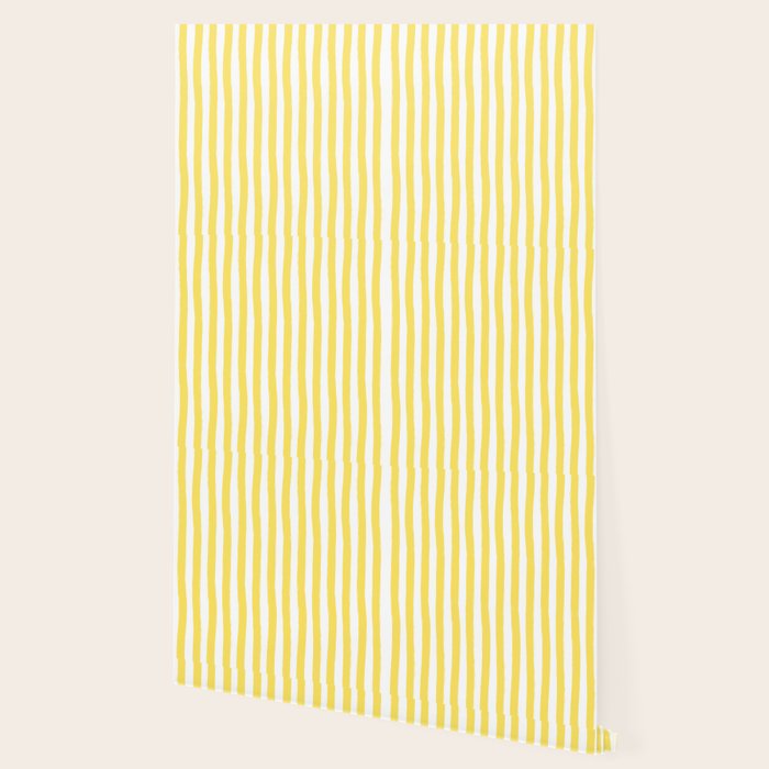 Yellow and White Cabana Stripes Palm Beach Preppy Wallpaper Gallery Image 2