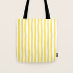 Yellow and White Cabana Stripes Palm Beach Preppy Tote Bag Gallery Image 1