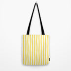Yellow and White Cabana Stripes Palm Beach Preppy Tote Bag Gallery Image 2