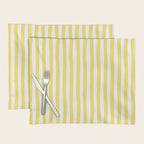Yellow and White Cabana Stripes Palm Beach Preppy Placemat Gallery Image 1