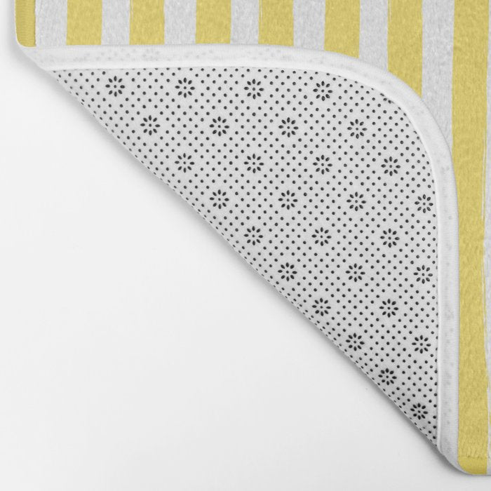 Yellow and White Cabana Stripes Palm Beach Preppy Bath Mat Gallery Image 2