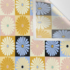 Retro Flowers Check Pattern XXVII Wall Tapestry Gallery Image 3
