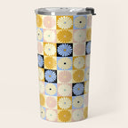Retro Flowers Check Pattern XXVII Travel Mug Gallery Image 2