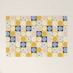 Retro Flowers Check Pattern XXVII Welcome Mat Gallery Image 1