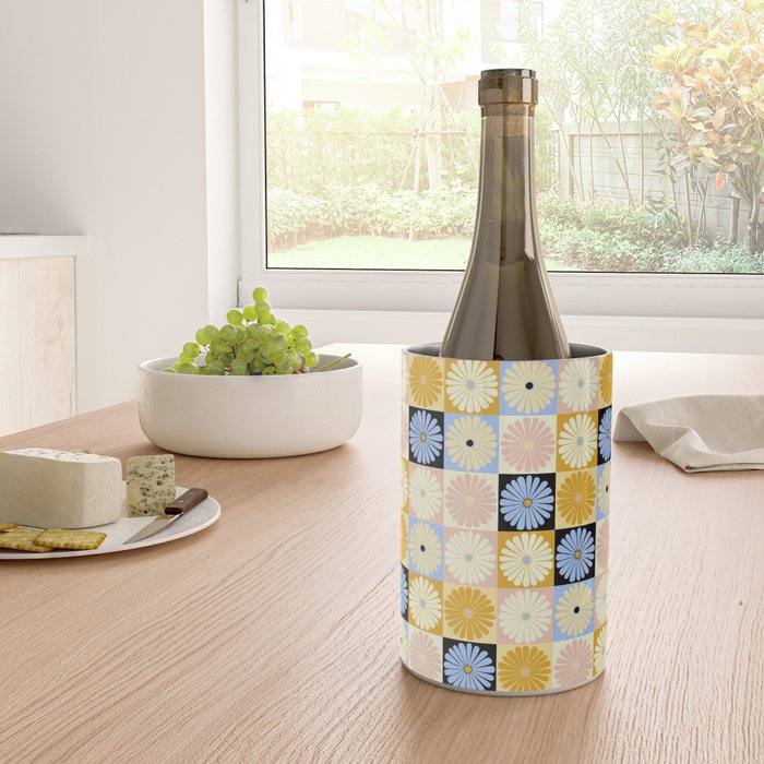 Retro Flowers Check Pattern XXVII Wine Chiller Gallery Image 4